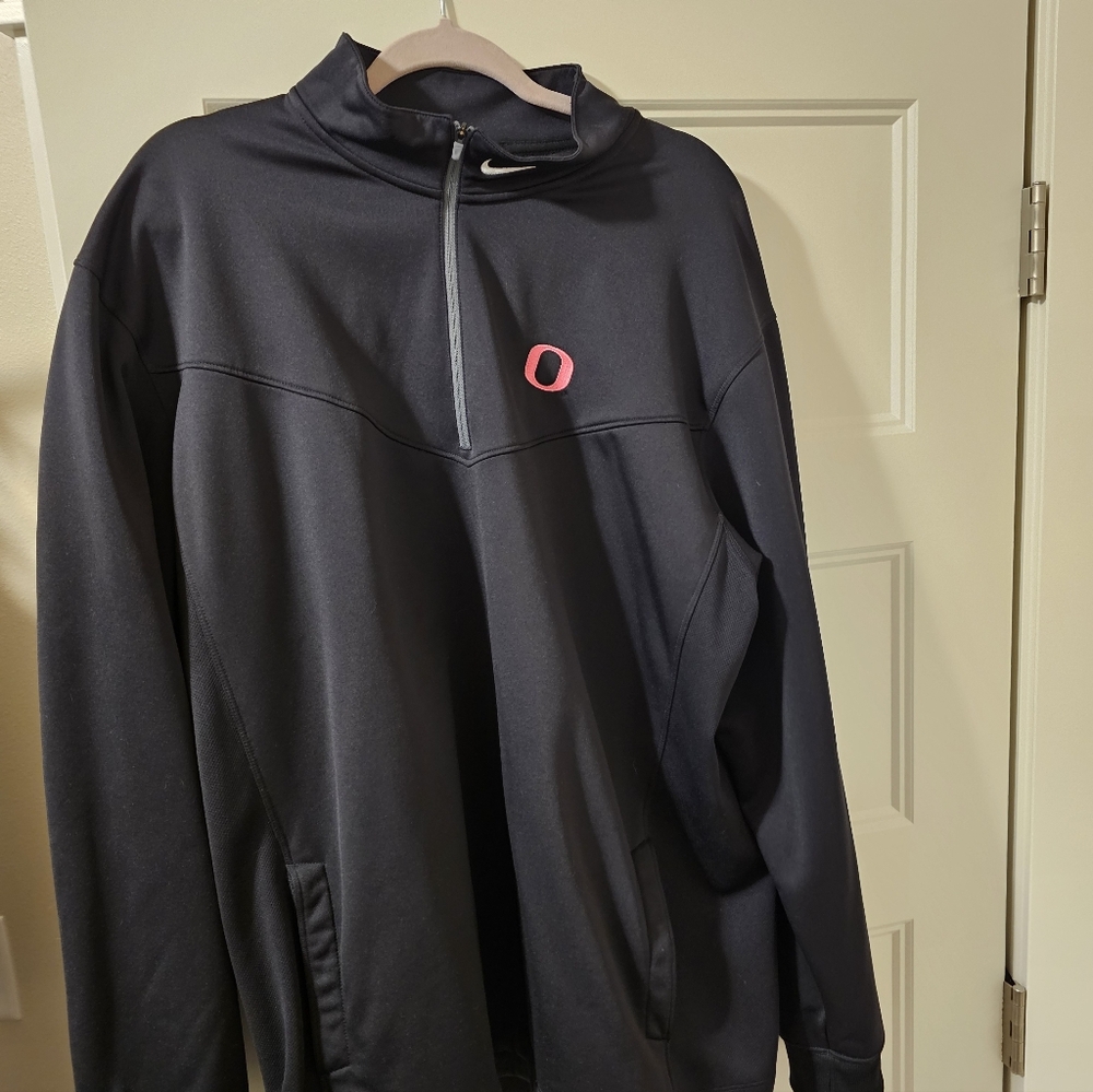 Nike Men's Black Performance Jacket with Pink Accent